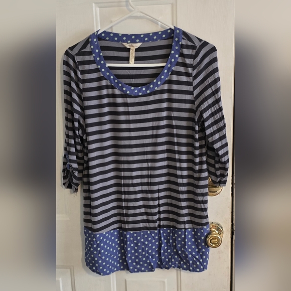 Matilda Jane Tops - Matilda Jane Boxy Gray and Black 3/4 Sleeve Blouse